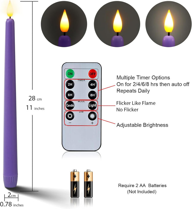 Homemory Battery-Operated LED Flickering Advent Candles, Set of 4 with Remote Timer - For Christmas Wreath