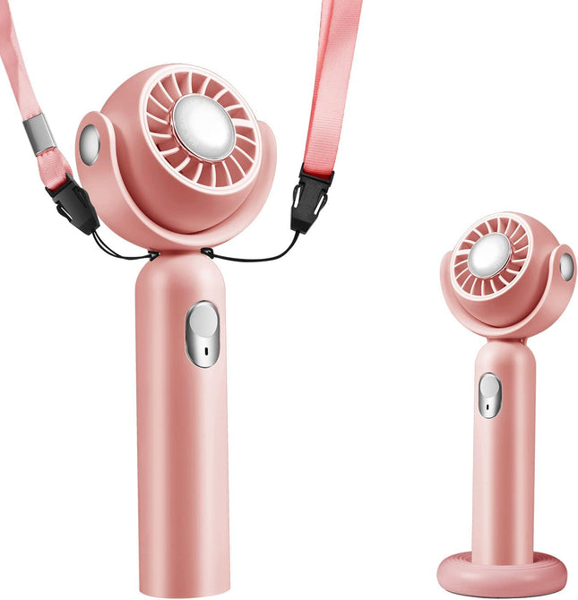 Mini Wearable Handheld Fan Battery Operated Small Portable Neck Fan Speed Adjustable UsbC Rechargeable Powerful Eyelash Fan Pink
