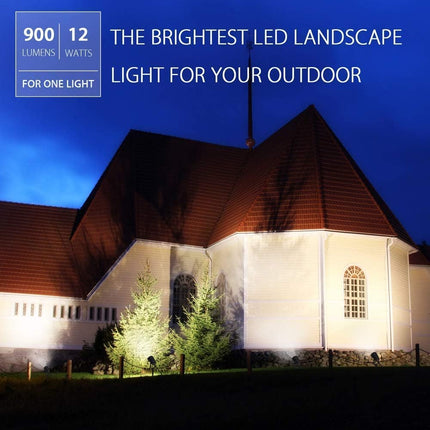 SUNVIE Outdoor Landscape LED Lighting 12W Waterproof Graden Lights COB Led Spotlights with Spiked Stand for Lawn Decorative Lamp US 3- Plug 6500K Daylight White (2 Packs)