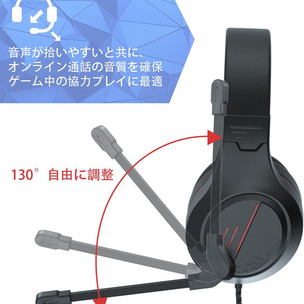 Gaming Headset Noise Cancelling Headphones with Microphone Kids and Adults 50mm Neodymium Drivers & 3.5mm Audio Jack Wired Over Ear Stereo Earphones for Online School/PC Game/Travel/Work Red