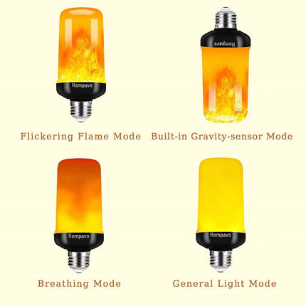 Hompavo 【d】 LED Flame Light Bulbs, 4 Modes Flickering Light Bulbs with Upside Down Effect, E26/E27 Flame Bulb for Halloween Christmas Party Patio Porch Home Indoor & Outdoor Decorations - 2