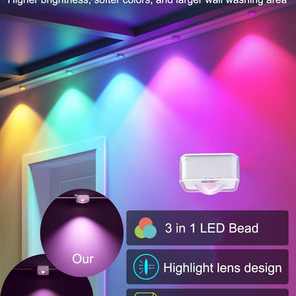 50FT Permanent Outdoor Lights, 63 Scene Modes Smart RGBW Outdoor Christmas Lights with Remote APP Control, IP67 Waterproof LED Eaves Lighting for Halloween Party, Daily, Garden Decor