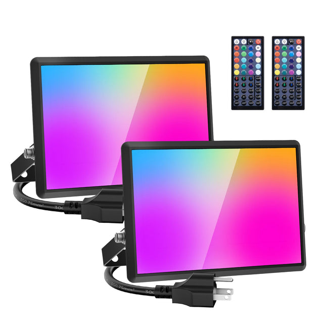 30W LED Flood Light Outdoor, 2700K Warm White RGB Flood Lights with Remote, DIY Color Changing Outdoor Lights, IP66 Waterproof Uplights for Events, Uplighting for Christmas, LED Stage Lights 2 Pack