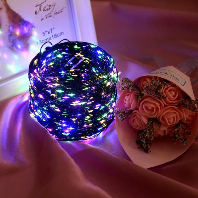 MASHANG Christmas Lights Battery String Lights Multicolor 18FT 50 Micro LEDs Starry Lights Fairy Lights Firefly Lights with Dark Green Copper Wire for Christmas Tree, Wreath, DIY, Wedding, Holiday