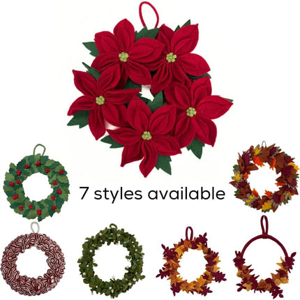 Humble Hilo Handmade Felt Flower Wreaths Christmas Wreath Decor Fall Door Wreath (Holiday Wreath)
