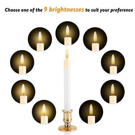 Christmas Window Candles, 6 Pack Lvory Flameless Taper Candles Flickering with Remote, Window Candles Battery Operated with Timer, 3D Wick, 6 Candle Holders & 6 Suction Cups - Christmas Decorations