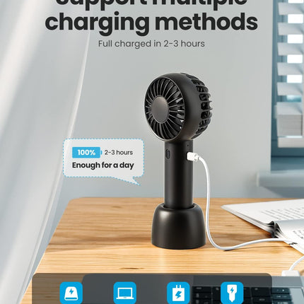 Gaiatop Mini Portable Fan, Powerful Handheld Fan, Cute Design 3 Speed Personal Small Desk Fan With Base, Lightweight Makeup Usb