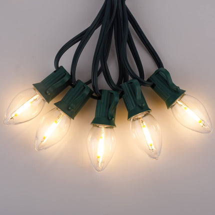 Brightown 25 Pack C7 LED Christmas Light Bulbs, Clear Plastic Night Lights C7 LED Replacement Bulbs for Christmas String Lights, E12 Candelabra Base, Commercial Dimmable Holiday Bulbs, Warm White