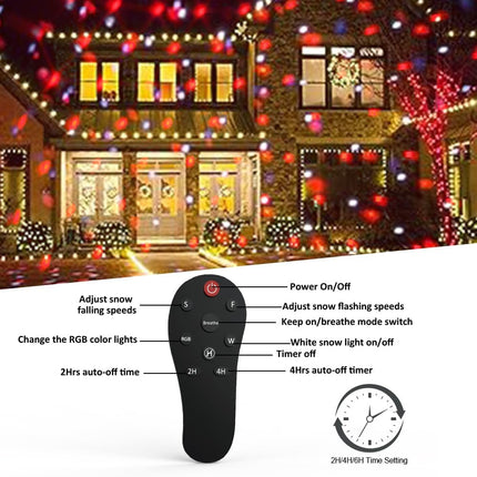 Christmas Snowfall Projector Lights,FLEVO LED Light Projector,Outdoor Holiday Lights with Clear Rotating Snow Falling Lamp for Halloween Xmas Party Garden Landscape Decoration