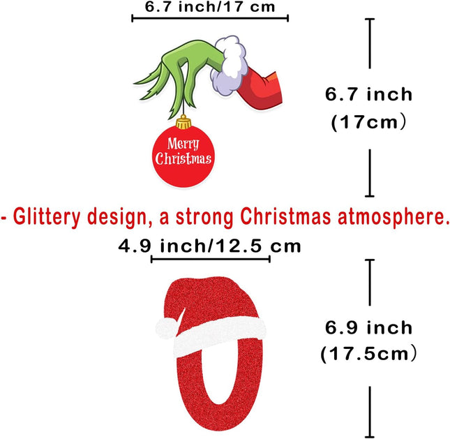 Christmas Decorations – Glittery Welcome To Whoville Banner, Hanging Swirls with Christmas Ornaments for Christmas Decorations Indoor Outdoor, Christmas Decor, Christmas Party Decorations