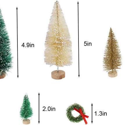 30 Pieces Miniature Sisal Frosted Christmas Trees Bottle Brush Mini Trees Plastic Tabletop Trees Ornaments for Christmas Room Decor Home Table Top Decoration and Crafts