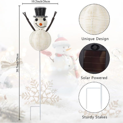 Snowman Pathway Lights,Solar Christmas Lights with Stakes Yard Decoration,Outdoor Rattan Lantern Solar Powered Light for Garden Landscape Patio Walkway