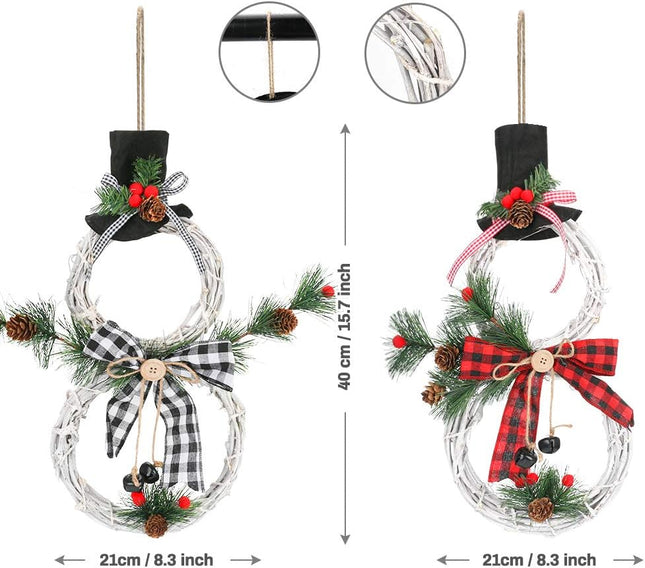 Lighted Christmas Wreath, 2 Pack LED Light Front Door Wreaths with Pine Cones Bells Battery Operated Hanging Wall Decor Xmas Party Garland Ornament for Wall Window Decorations(16x8Inch)