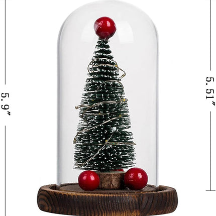 LED Christmas Tree in Glass Dome, Mini Christmas Tree Creative Table Decoration Unique for Home Indoor Tabletop Xmas Decor, Birthday Christmas Xmas s Present