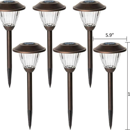 Solpex Solar Pathway Lights Outdoor, 6 Pack Solar Powered Garden Lights, Automatic Glass Metal Waterproof Solar Landscape Lights