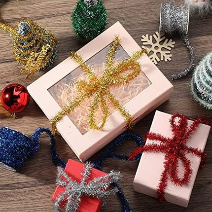 Xinnun 60 Yard Christmas Tinsel Garland Colorful Glitter Christmas Garland Thin Metallic Tinsel Garland Tinsel Wire Christmas Ribbon for Wedding Birthday(Red, Green)