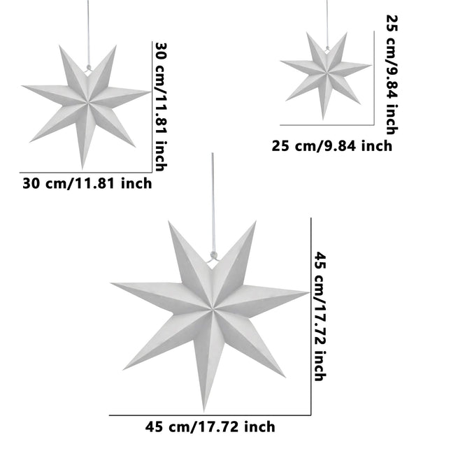 12 Pack 3D Large Paper Star White Hanging Paper Star Lanterns Lampshade for Christmas Wedding Birthday Holiday Party Home Decor