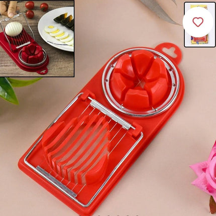 FACTION PRO 2 in 1 Egg Slicer Egg Cutter for Hard Boiled Eggs, Egg Slicer 2 in 1 Boiled Egg Cutter with Plastic Cutting Wire Kitchen Cooking Tool (Multicolor)