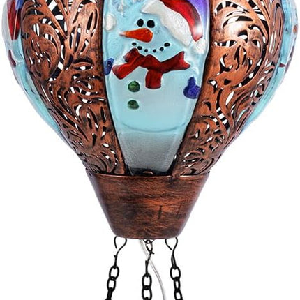 Starsoul Christmas Hot Air Balloon Solar Lantern Waterproof Snowman Solar Hot Air Balloon Lantern with Flame Outdoor Hanging Christmas Snowman Lanterns Decorations for Garden Porch Patio Yard (Red)