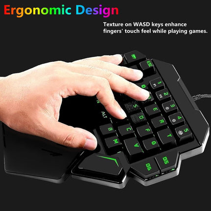 RGB One Handed Mechanical Gaming Keyboard,Colorful Backlit Professional Gaming Keyboard with Wrist Rest Support,USB Wired Single Hand Mechanical Keyboard for Game