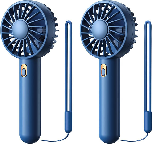 Mini Portable Fan, 2Pack] Usb Rechargeable Handheld Fan 3 Speed Personal Small Desk Fan With Base Lightweight Makeup Travel Beach
