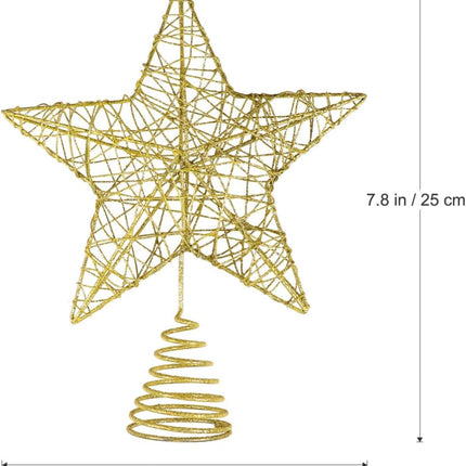 Unomor 10 Inch Christmas Star Tree Toppers – Gold Glittered Metal Hallow Design Tree Topper Star for 6ft to 7ft Christmas Tree
