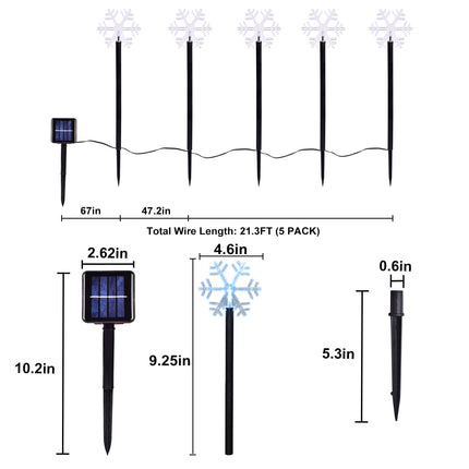 Snowflake Solar Pathway Lights Outdoor Stake Lights Solar-Powered Waterproof Christmas Decoration for Garden, Walkways, Path, Yard (5-Pack)