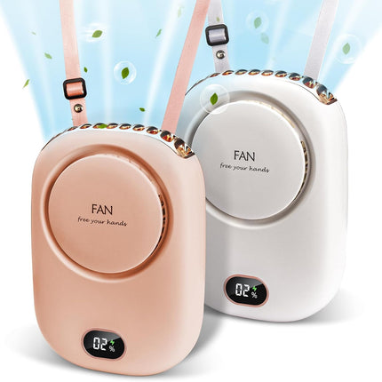 2 Pack Portable Neck Fan, Hanging Neck Fan Hands Free With Adjustable Lanyard And Bracket, Usb Rechargeable Bladeless Mini Fans