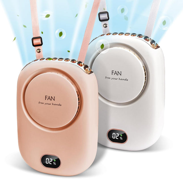 2 Pack Portable Neck Fan, Hanging Neck Fan Hands Free With Adjustable Lanyard And Bracket, Usb Rechargeable Bladeless Mini Fans
