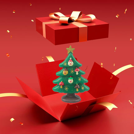 4.5 Inch Resin Tabletop Christmas Tree - Perfect for Desk, Office, or Bedroom - Adorable Miniature Christmas Tree Decorations - Great