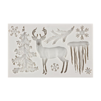 Sijiangmold Christmas Silicone Molds Snowflake Molds Mini Xmas Fondant Chocolate Candy Cake Molds Christmas Tree Deer Elk Frozen Party Mold For Cake Decorating Cake Topper Gum Paste Set Of 6