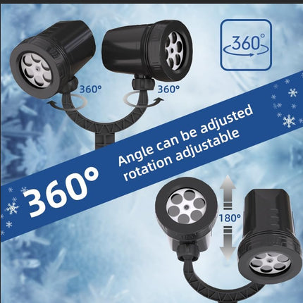 Snowflake Projection Light, Christmas Outdoor Double Headed Snowflake Projection Light, LED Snowfall Spotlight IP65 Waterproof Rating, Suitable for Christmas Garden Decoration (HT-TY-13)