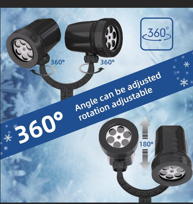 Snowflake Projection Light, Christmas Outdoor Double Headed Snowflake Projection Light, LED Snowfall Spotlight IP65 Waterproof Rating, Suitable for Christmas Garden Decoration (HT-TY-13)