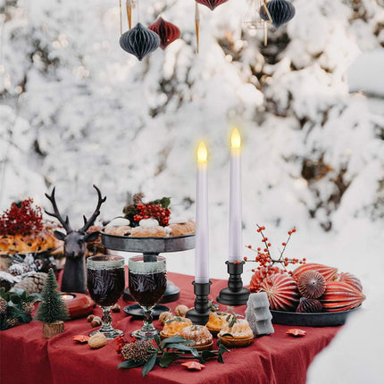 SoulBay 6pcs Christmas Decorations Window Candles 7.9inch Battery Operated Flameless Flicker LED Taper Candle Lights with Remote Timer Black Holders Stand for Home Party Indoor Windowsill Décor