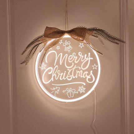 Britrio Merry Christmas Neon Light Signs LED Neon Wall 3D Art Decoration for Holiday Party Bedroom Business Store Window Home Decor Hanging Ornament Xmas Indoor 5V USB Powered 12” Warm White