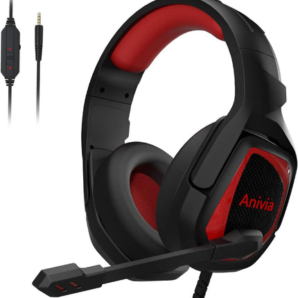 Anivia Gaming Headset with Noise Isolating Microphone, HD Stereo Sound for PS4/PS5 Xbox Switch PC (Red, Wired 3.5mm Jack)