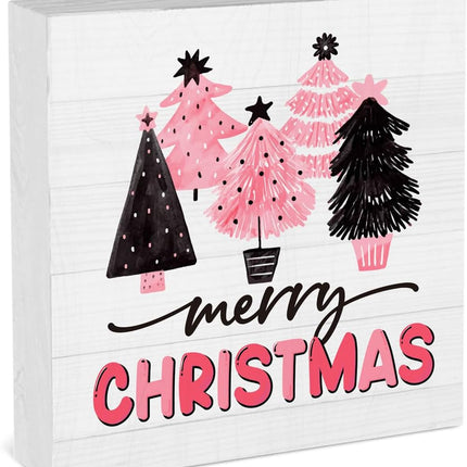Pink and Black Merry Christmas Decor Christmas Tree Decor Black and Pink Christmas Decorations for Home Pink and Black Christmas Decor Merry Xmas Decorations 5 x 5 Inches