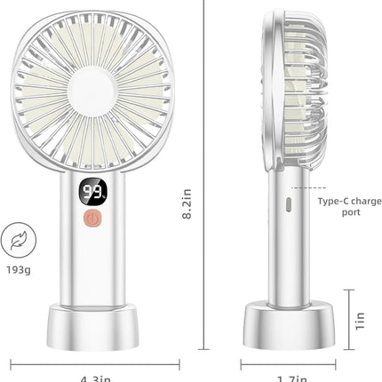 Mini Hand Held Fan Portable, Rechargeable Battery Operated Handheld Fan With Base,410 Hours,5 Speeds Personal Desk Table Fan