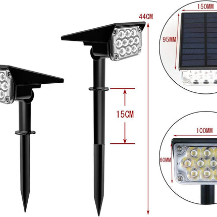 T-SUNUS Green Solar Lights Outdoor Waterproof IP65 Landscape Spotlights 2 Modes Dusk to Dawn for Christmas Halloween Tree Statue Graveyard Garden Flag 4 Pack
