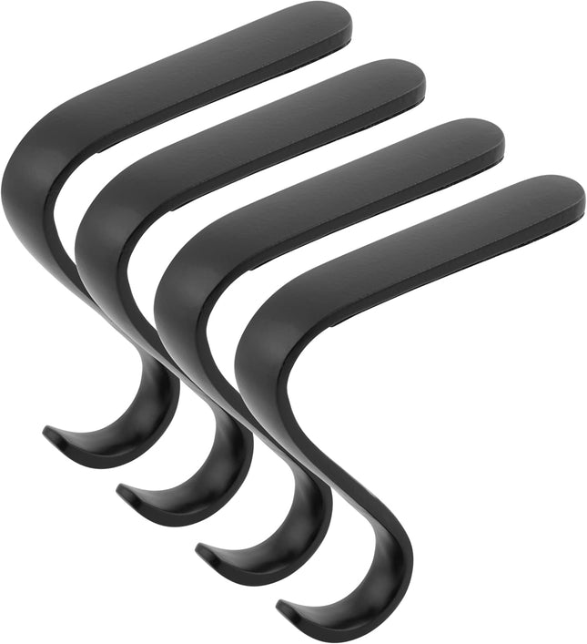 BIRDROCK HOME 4 Pack Christmas Stocking Mantel Hooks - Heavy-Duty Metal Hangers for Fireplace, Brick, and Mantel - Ideal for Holiday Stockings, Garlands, and Decor - Sturdy and Versatile - Black
