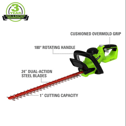Greenworks 40V (185 MPH) Brushless Cordless Blower / Vacuum, 4.0Ah Battery and Charger Included 24322 with 40V Hedge Trimmer