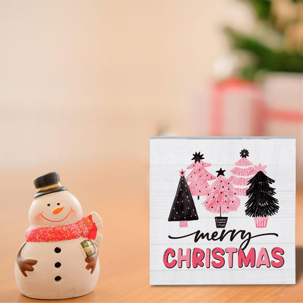 Pink and Black Merry Christmas Decor Christmas Tree Decor Black and Pink Christmas Decorations for Home Pink and Black Christmas Decor Merry Xmas Decorations 5 x 5 Inches