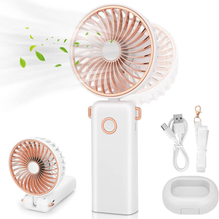 Handheld Fan, Portable Fan Usb Rechargeable With 3 Speeds, Battery Operated Electric Powered Mini Fan Foldable Desktop Fans With