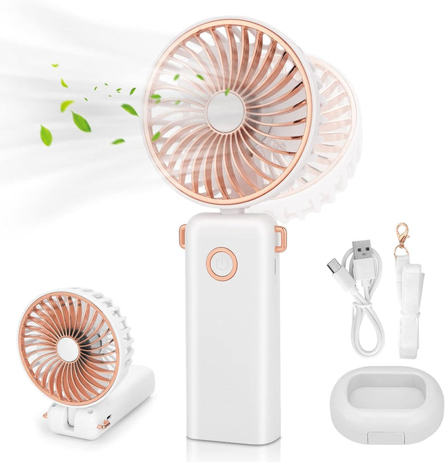 Handheld Fan, Portable Fan Usb Rechargeable With 3 Speeds, Battery Operated Electric Powered Mini Fan Foldable Desktop Fans With