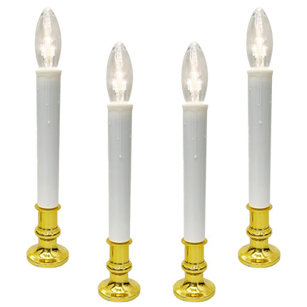 4 Pack Christmas Window Candle Lamps, Battery Operated LED Christmas Window Candle Lights with Automatic Timer and C26 3V LED Bulbs Candlestick for Indoor Windows Table Decor, 4 Suction Cup
