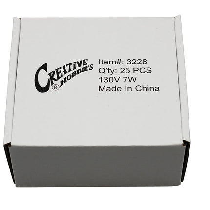 Creative Hobbies Box of 25 Light Bulbs - C7, Steady Burning - Opaque Green - 7 Watt, Extended Life, Nickel Plated Candelabra Base - Great for Night Lights, Decorative Lights and Halloween Strings