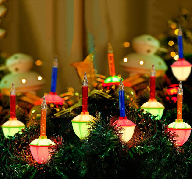Christmas Multicolor Bubble Lights, 8.8 Ft Traditional Bubble String Lights with 10 Orange/Red/Blue Bubble Fluids Bulbs, UL Listed for Christmas Tree Holiday Party Decor Lighting, Green Wire