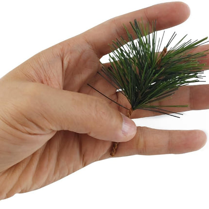 TIHOOD 35PCS Artificial Green Pine Needles Branches -Small Pine Twigs Stems Picks-Fake Greenery Pine Picks for Christmas Garland Wreath Embellishing and Home Holiday Garden Decoration
