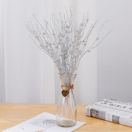 Artificial Glitter Berry Stem Christmas Ornaments, 16 Pack Christmas Decorative Glittery Twigs, Branches, Picks for Tree Vase DIY Wreath Crafts Home Wedding Party Decor