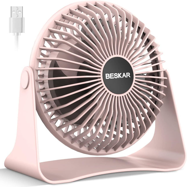 Beskar Personal Usb Desk Fan, Cvt Variable Speeds Small Cooling Fan, Strong Wind, Quiet Operation, Adjustable Tilt, Mini Portable